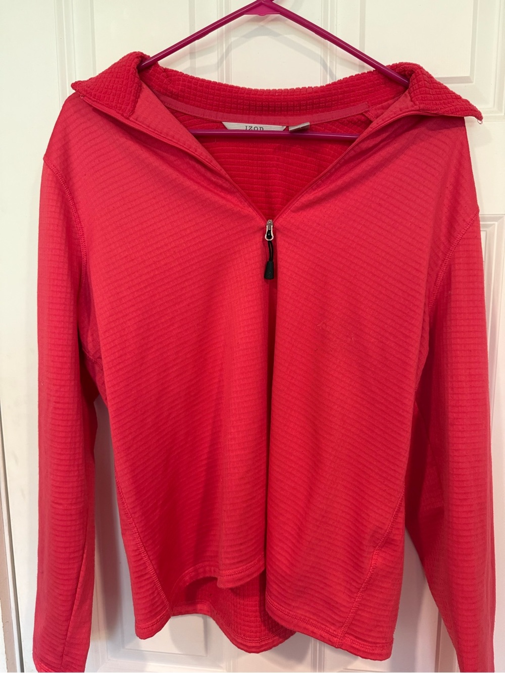Izod Red Waffle-Knit Half-Zip Pullover